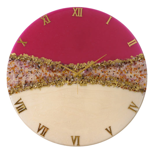 Pink Crown Large Silent Wall Clock