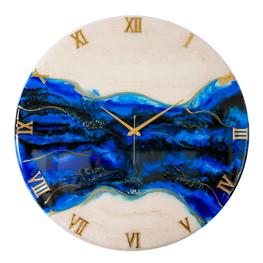 Blue pond Medium Size Silent Clock 17.5 Inches