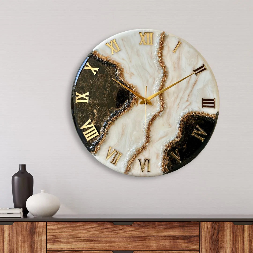 Rose-Gold Geode Resin Clock 17.5 Inches