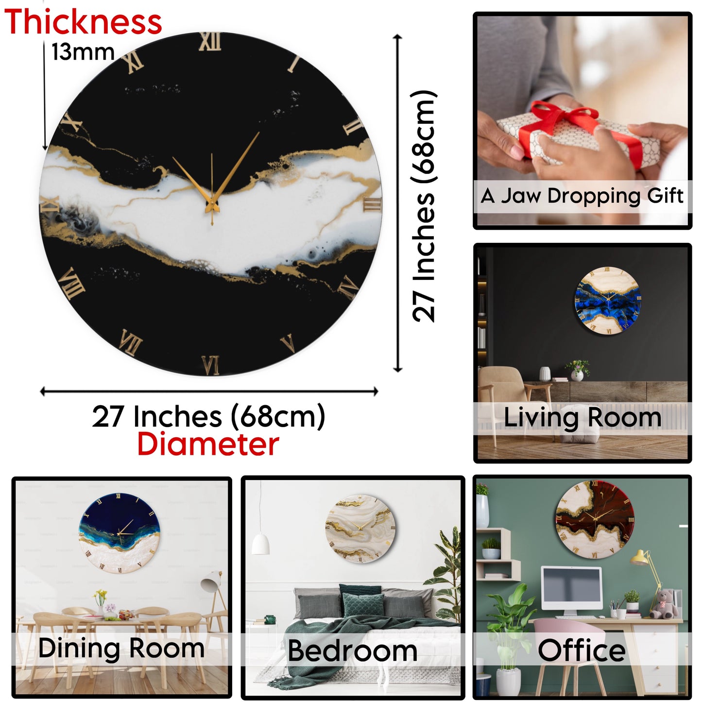 Harmony Resin Silent Wall Clock