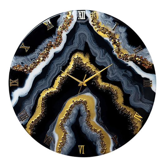 Black Geode Clock Large 17.5 Inches