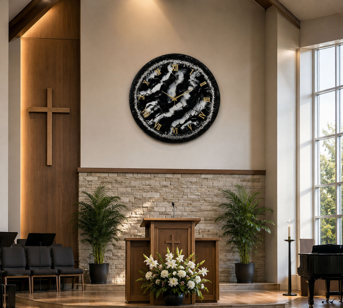 Black Onyx Clock 27 inches