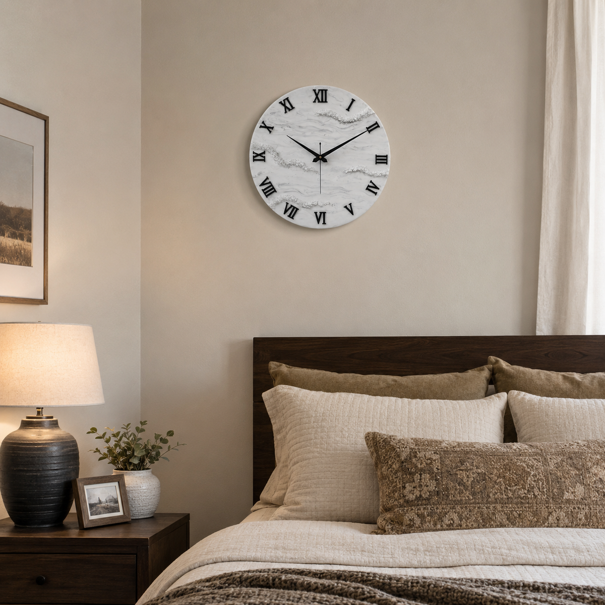 Silver Desert Medium Size Silent Clock 17.5 Inches