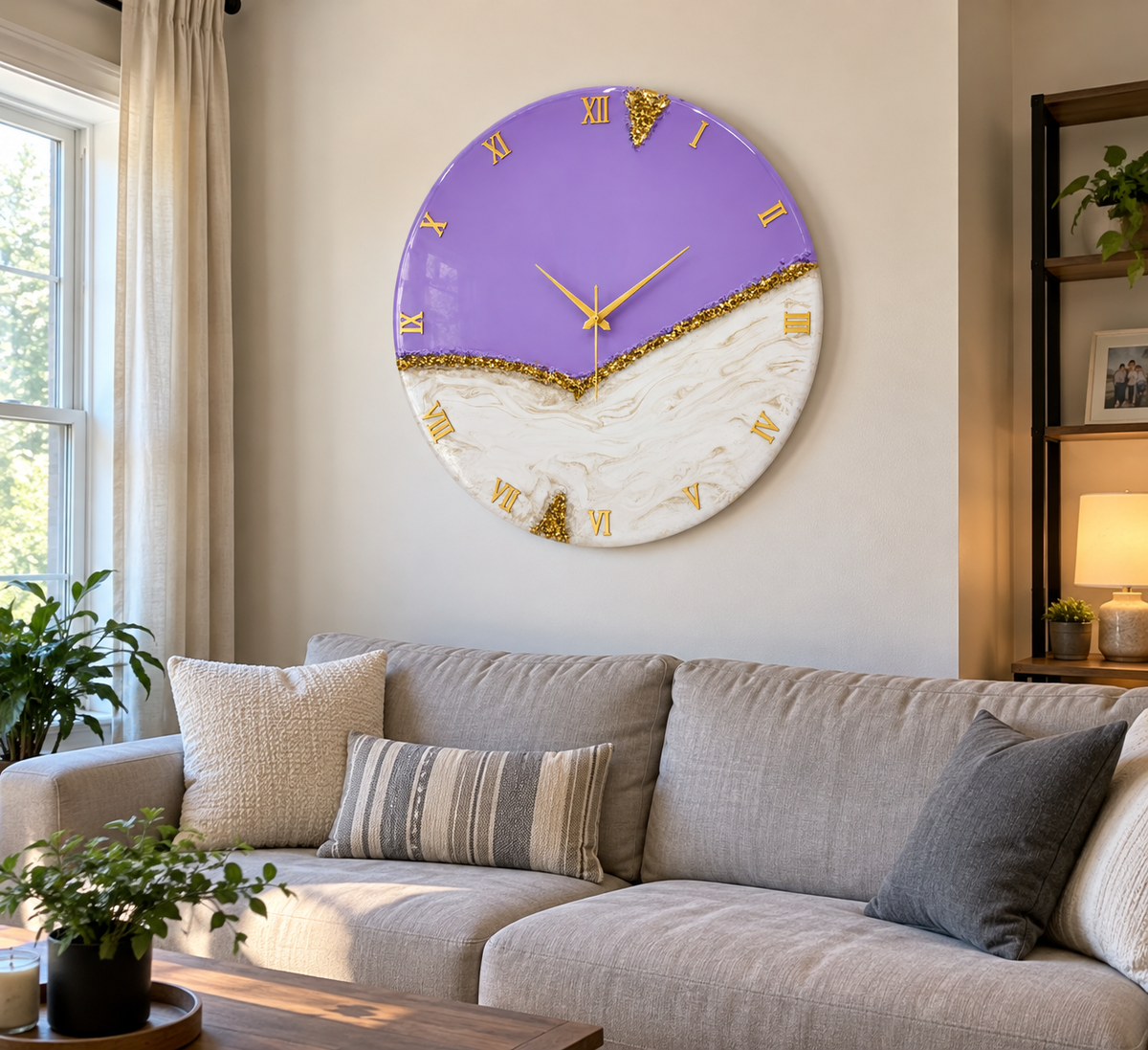 Purple Stone Clock 27 inches