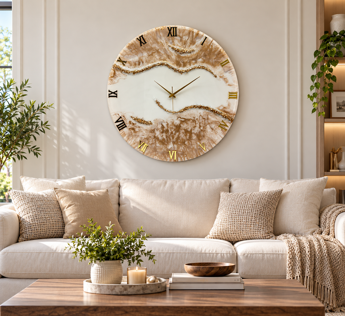 Caramel Veins Clock 27 inches