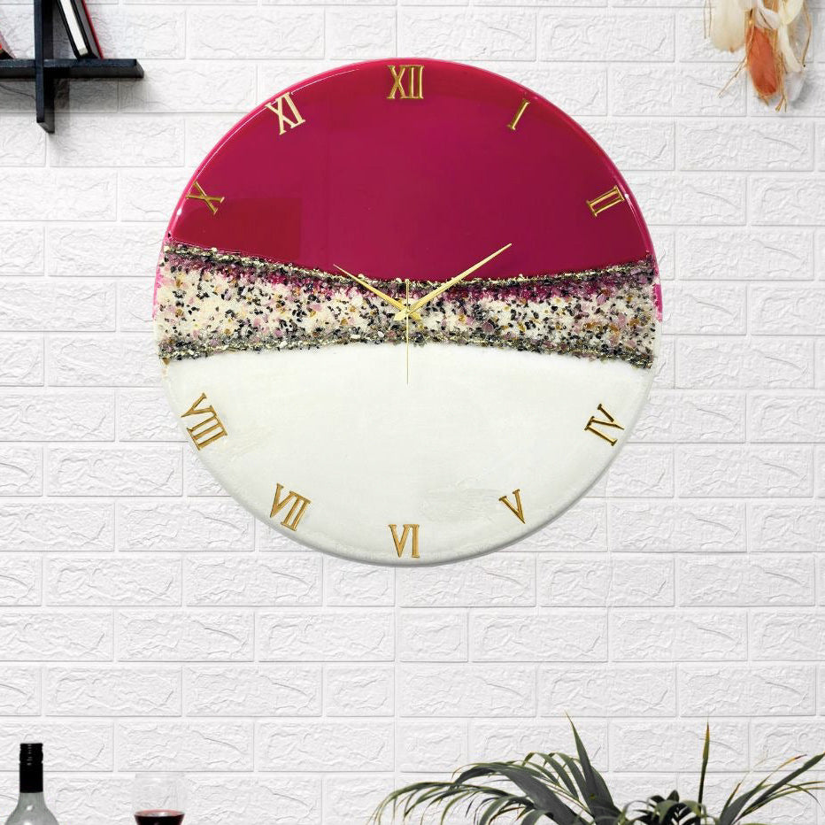Pink Crown Silent Wall Clock 27 Inches