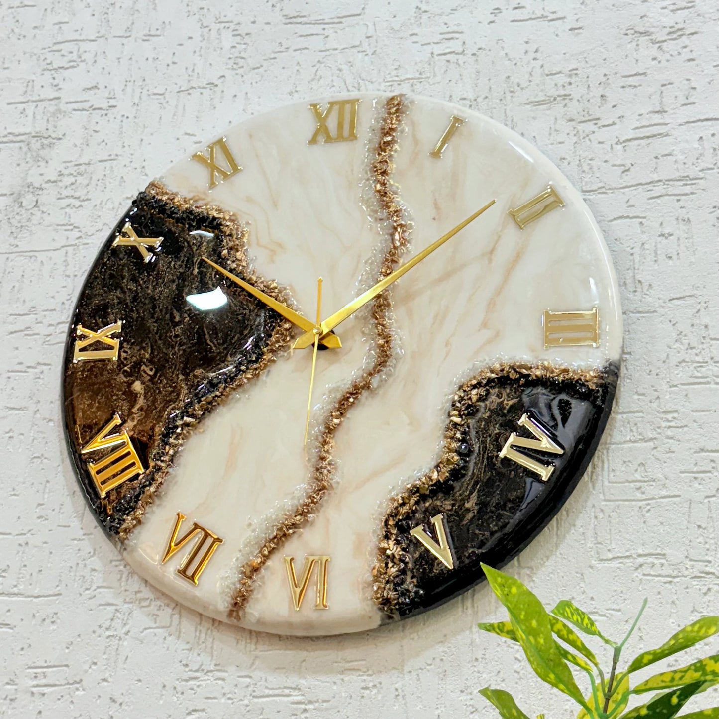 Rose-Gold Geode Resin Clock 17.5 Inches