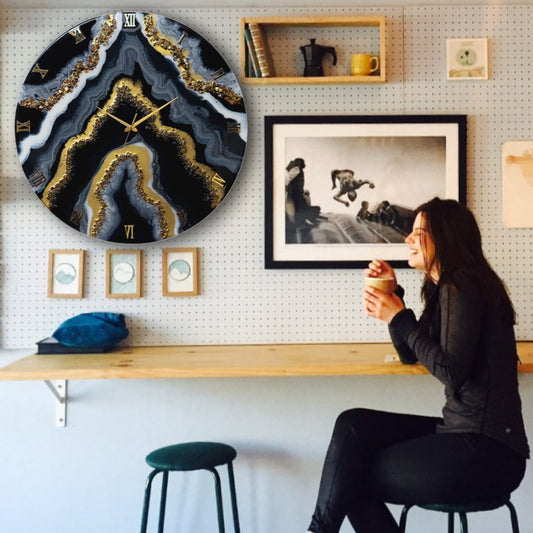 Black Geode Wall Clock 27 Inches