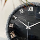 Black Silver Ring Silent Clock 17.5 inches