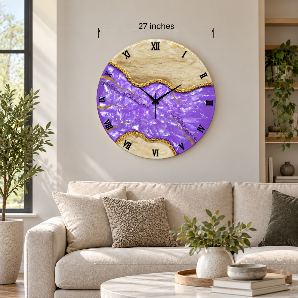Purple Majesty Clock 27 inches