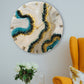 Curvy Green Shiny Marble Finish wall Clock 27 Inches