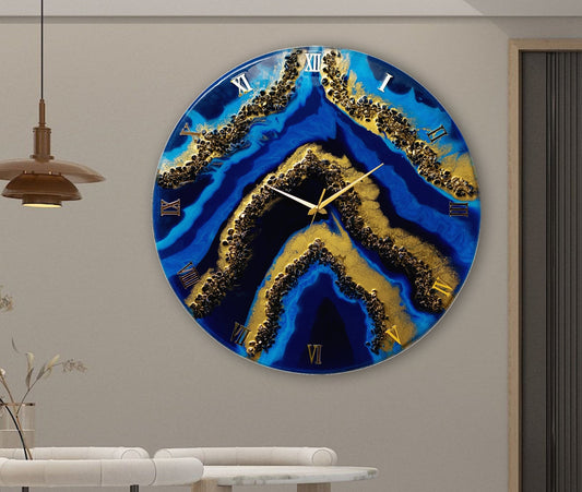 Blue Geode Wall Clock 27 Inches
