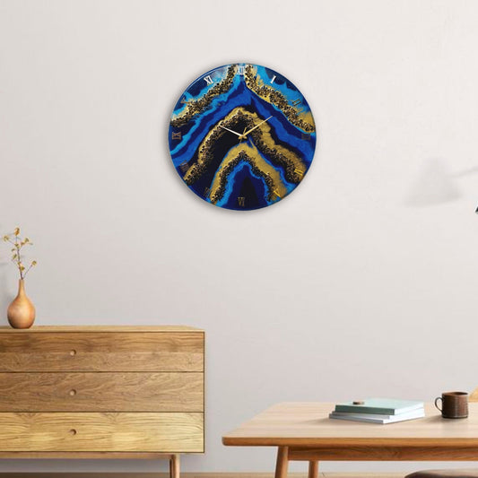 Blue Geode Clock Regular Size  17.5 Inches