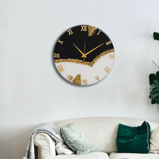 Black Peak Handmade Resin Clock 17.5 Inches