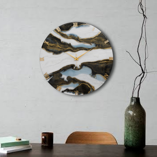 Black Falls Handmade Resin Clock 17.5 Inches