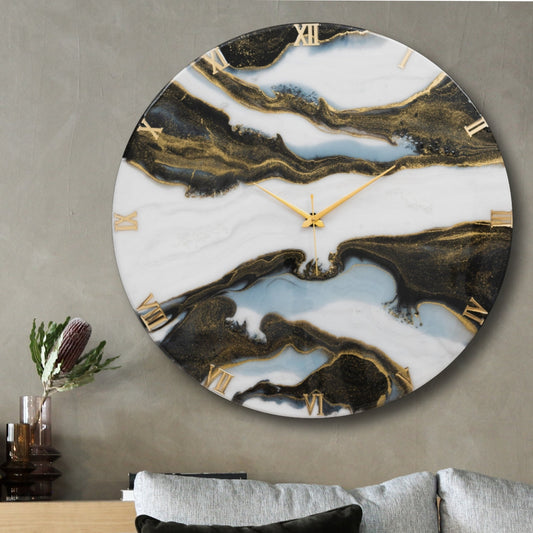 Black Falls Silent Wall Clock  27 Inches