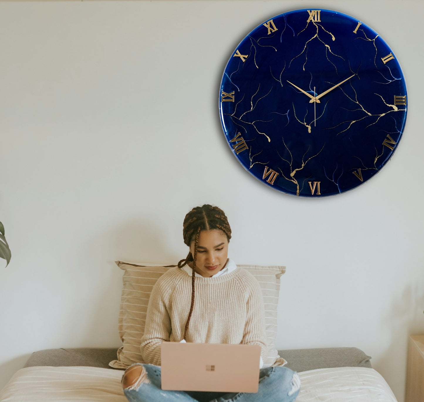 Blue Storm Silent Resin Wall Clock 27 Inches