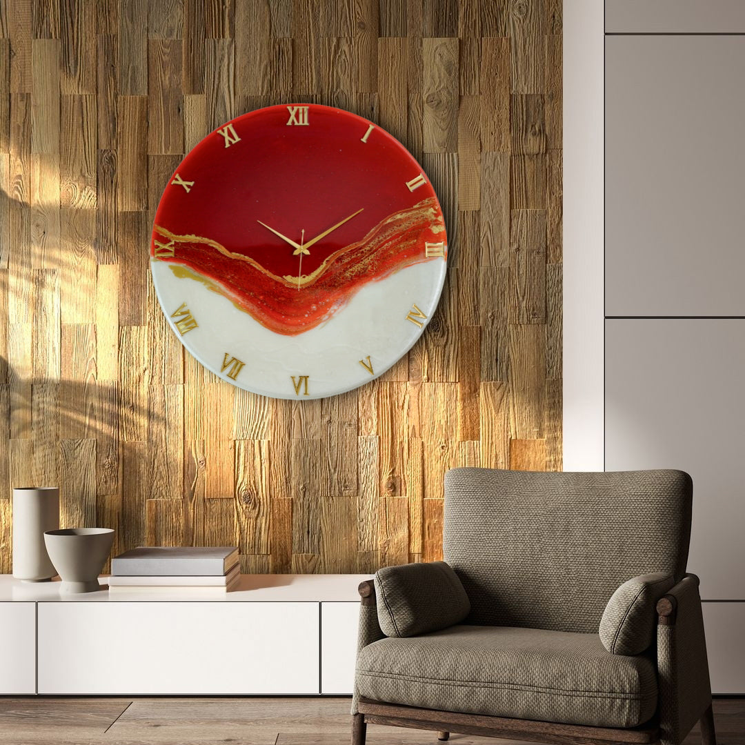 Red Stunner Large Silent Wall Clock 27 Inches