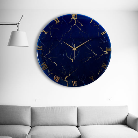 Blue Storm Silent Resin Wall Clock 27 Inches