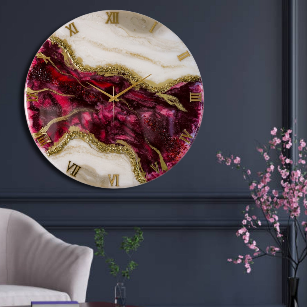 Wine Geode Large Silent Resin Clock