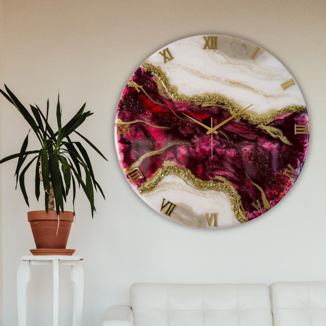Wine Geode Large Silent Resin Clock