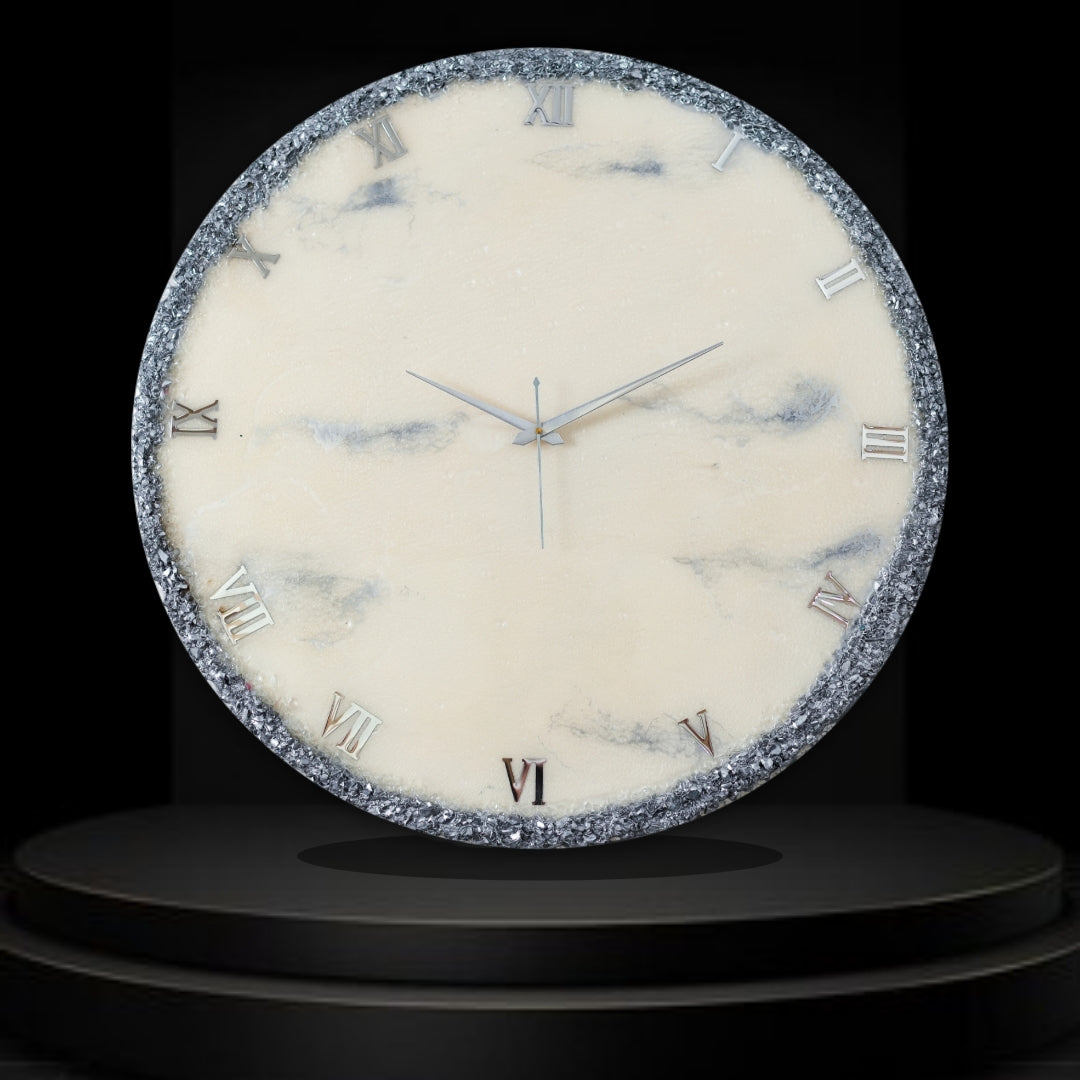Silver Ring Large Silent Wall Clock 27 Inches