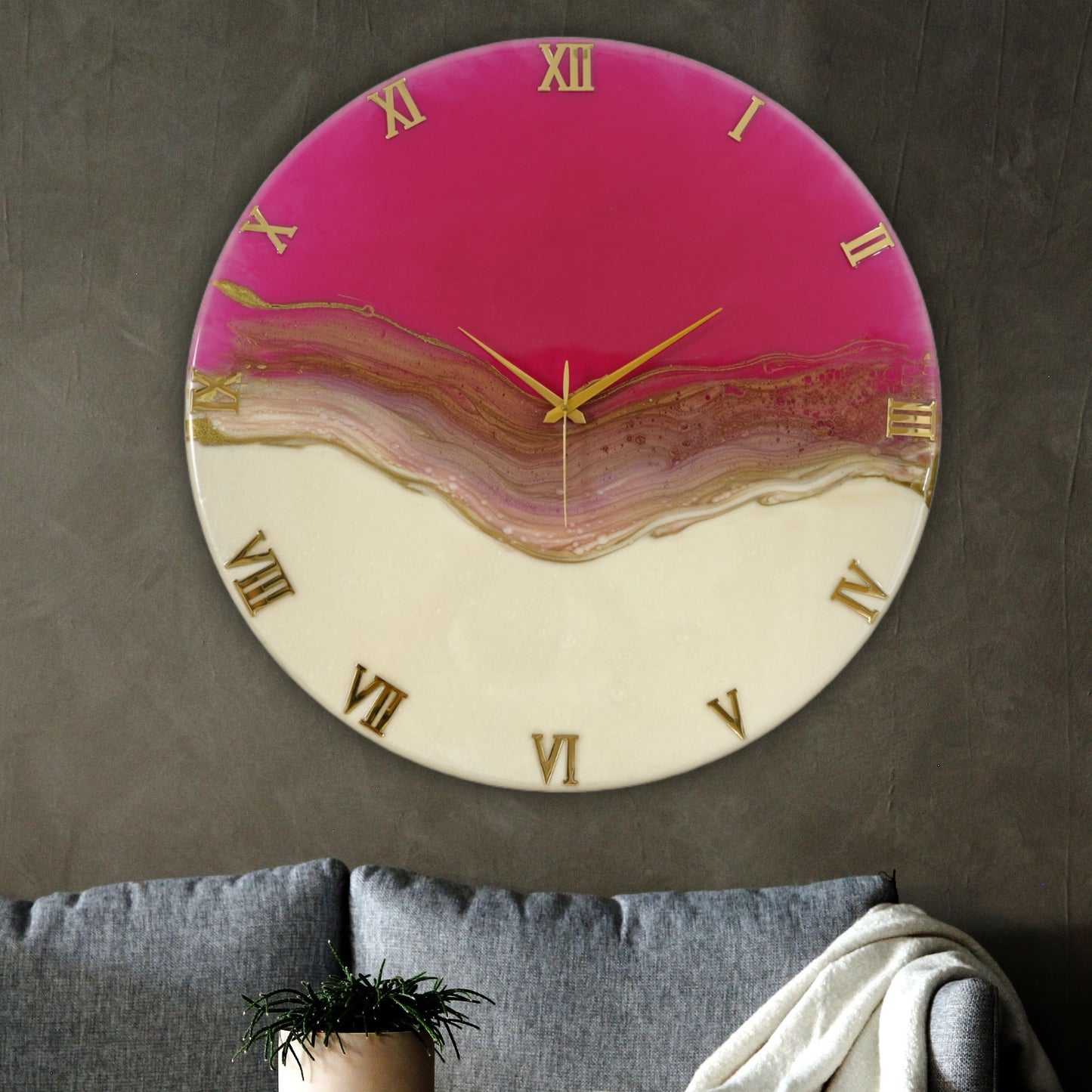 Pretty Pink Large Silent Wall Clock
