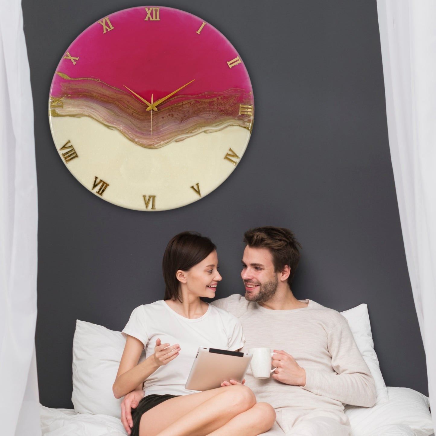 Pretty Pink Large Silent Wall Clock