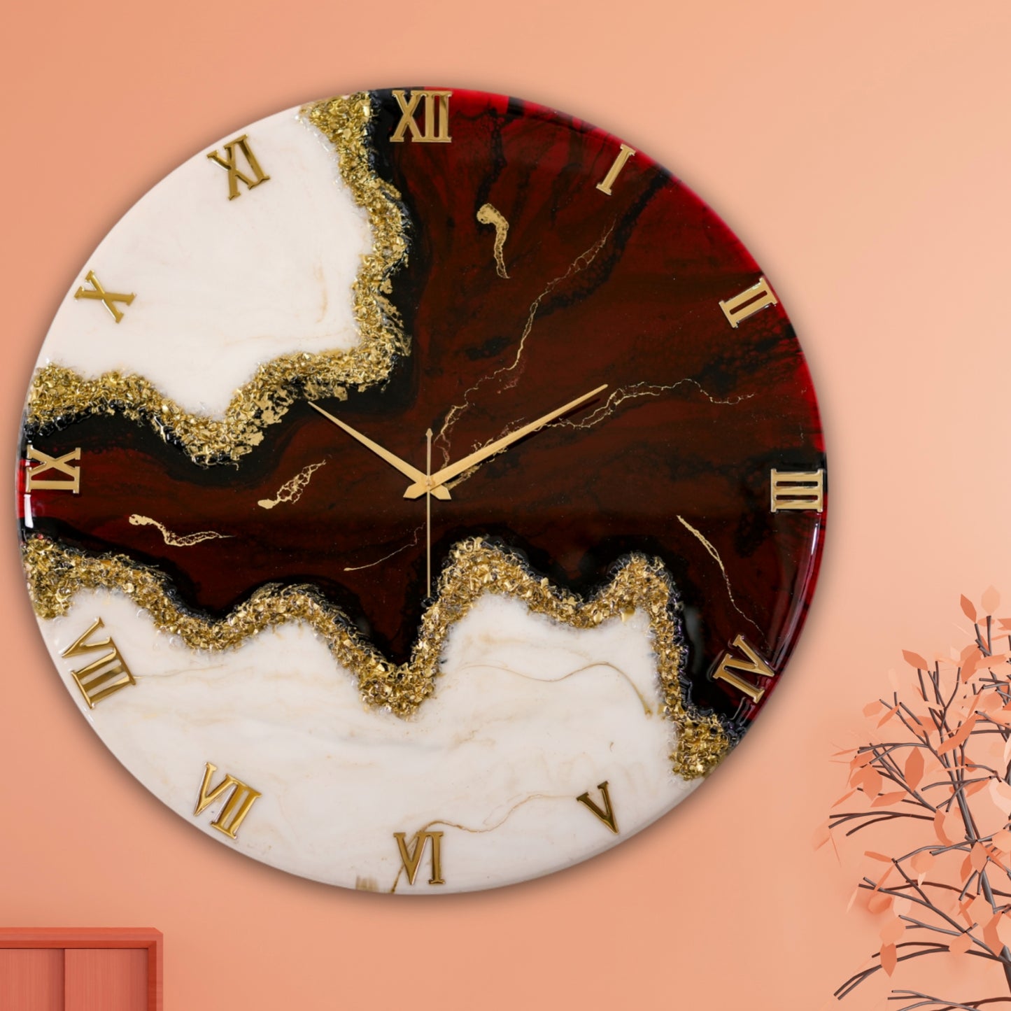 Maroon Stunner Silent Wall Clock 27 Inches