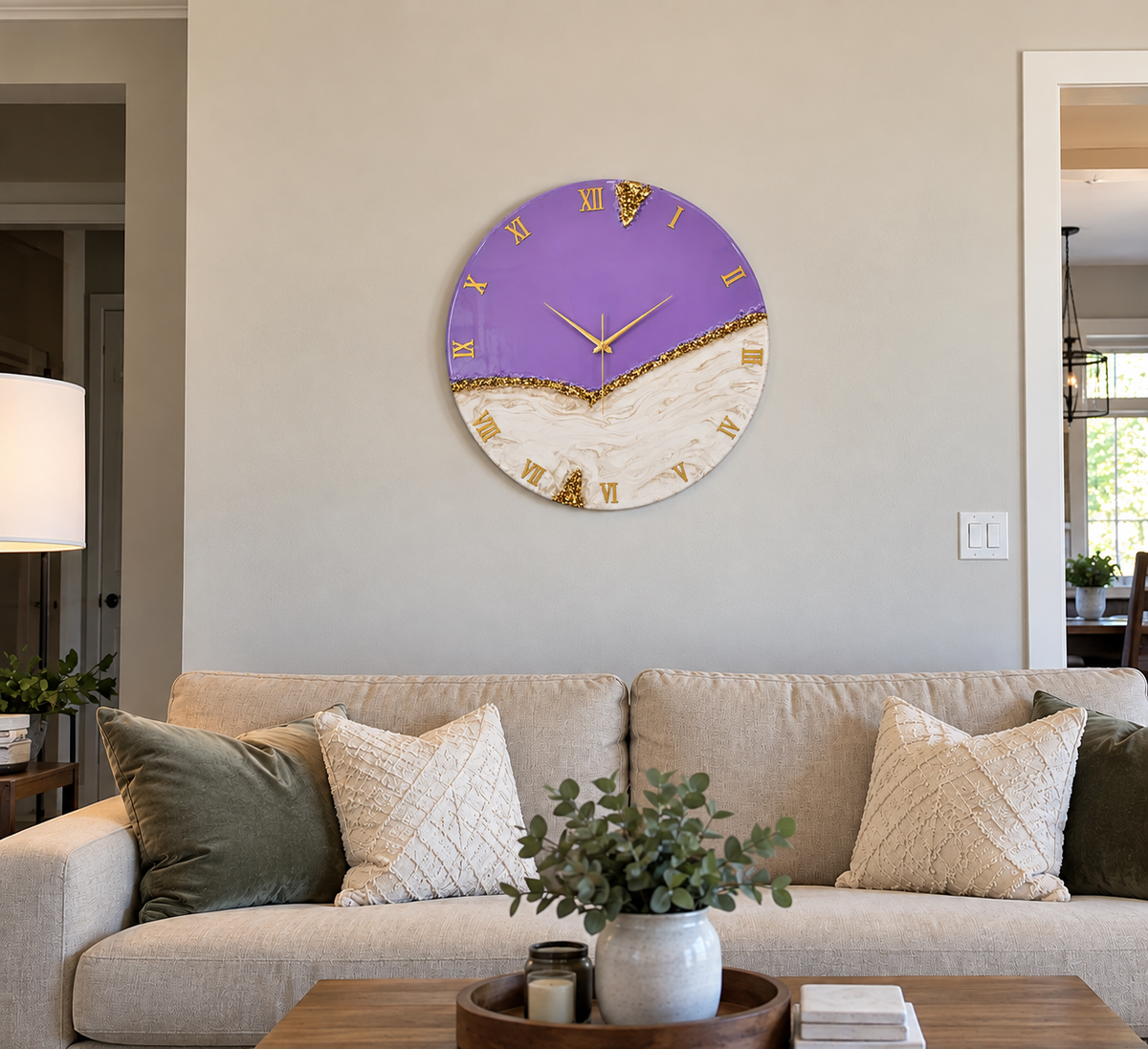 Purple Stone Clock 27 inches