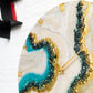 Curvy Green Shiny Marble Finish wall Clock 27 Inches