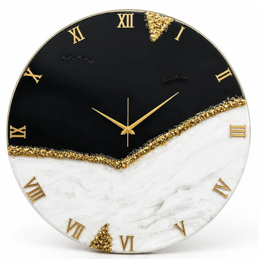 Black Peak Handmade Resin Clock 17.5 Inches