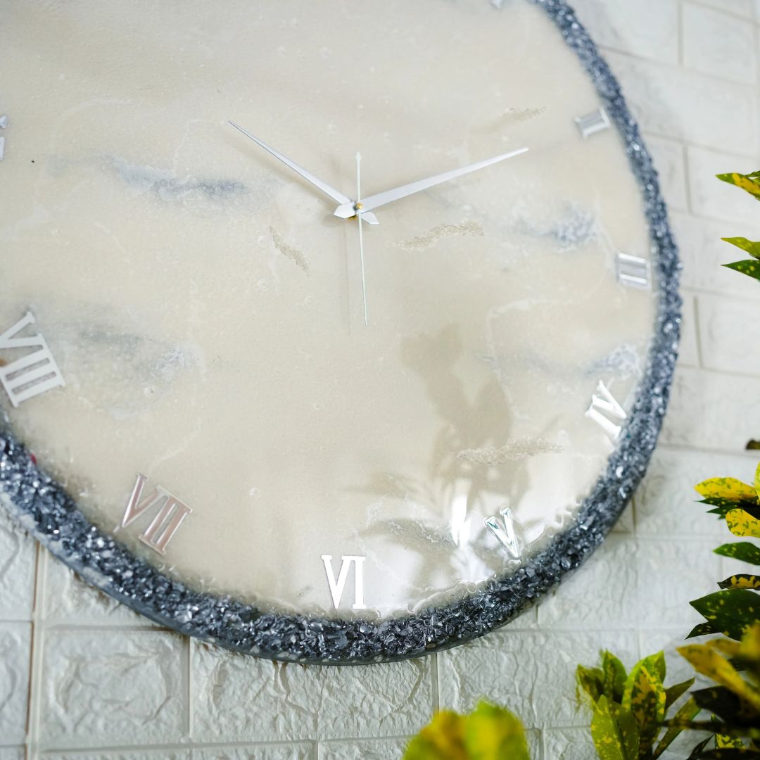 Silver Ring Large Silent Wall Clock 27 Inches