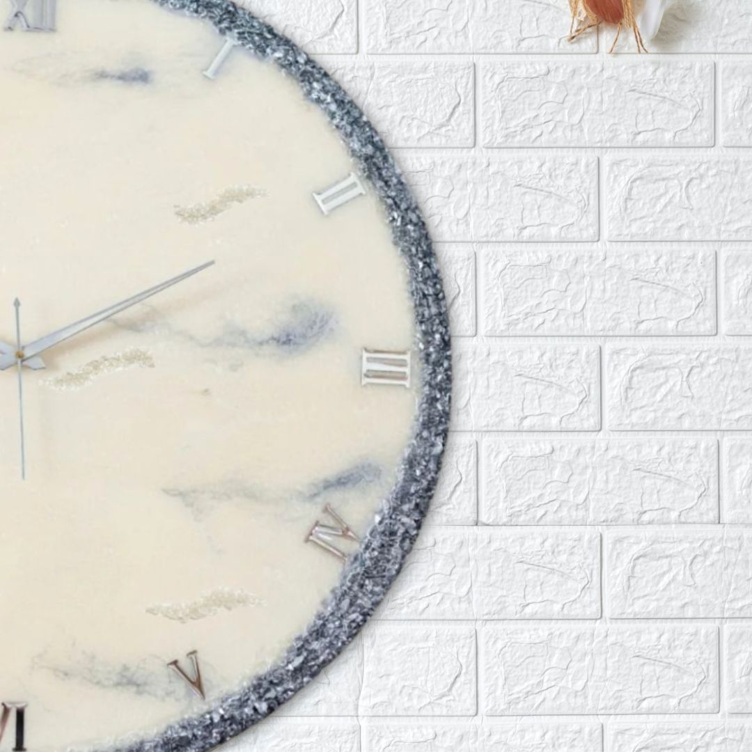 Silver Ring Medium Size Silent Clock 17.5 Inches