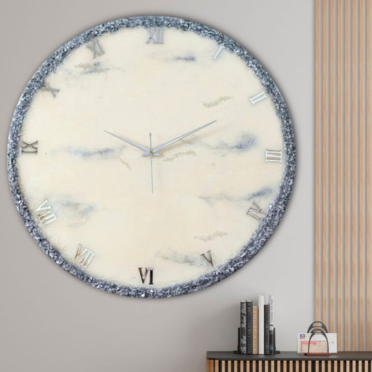 Silver Ring Large Silent Wall Clock 27 Inches