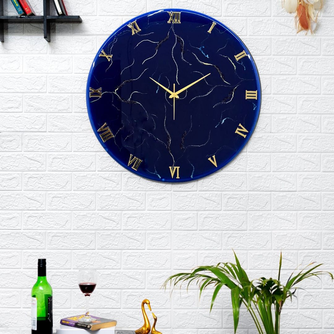 Blue Storm Silent Resin Wall Clock 27 Inches