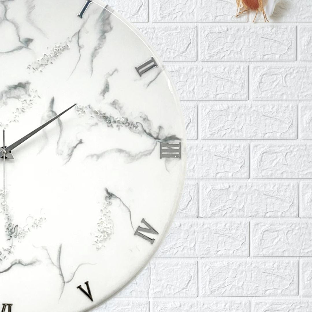 Silver Dust Handmade Resin Clock 17.5 Inches
