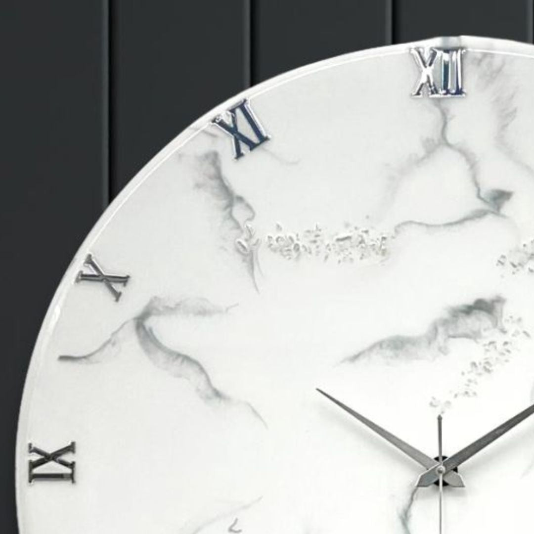 Silver Dust Handmade Resin Clock 17.5 Inches