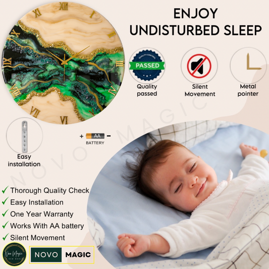 Green Pond Large Silent Wall Clock