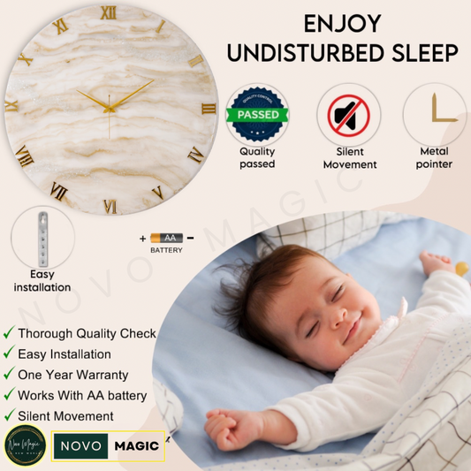 Golden Large Silent Wall Clock 27 Inches