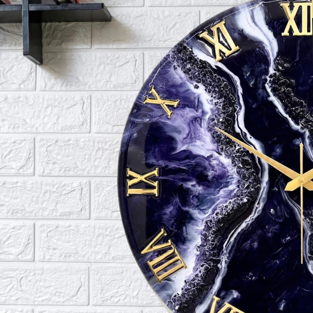Deep Purple Crystal Clock 17.5 inches