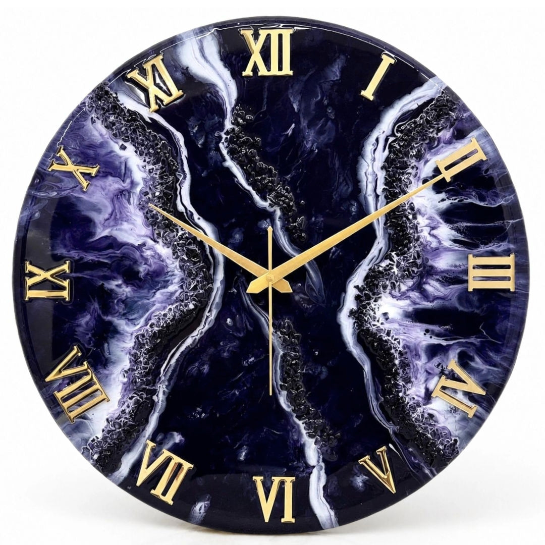 Deep Purple Crystal Clock 17.5 inches