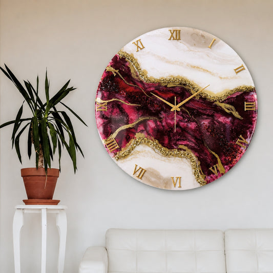 Wine Geode Silent Resin Clock 27 Inches