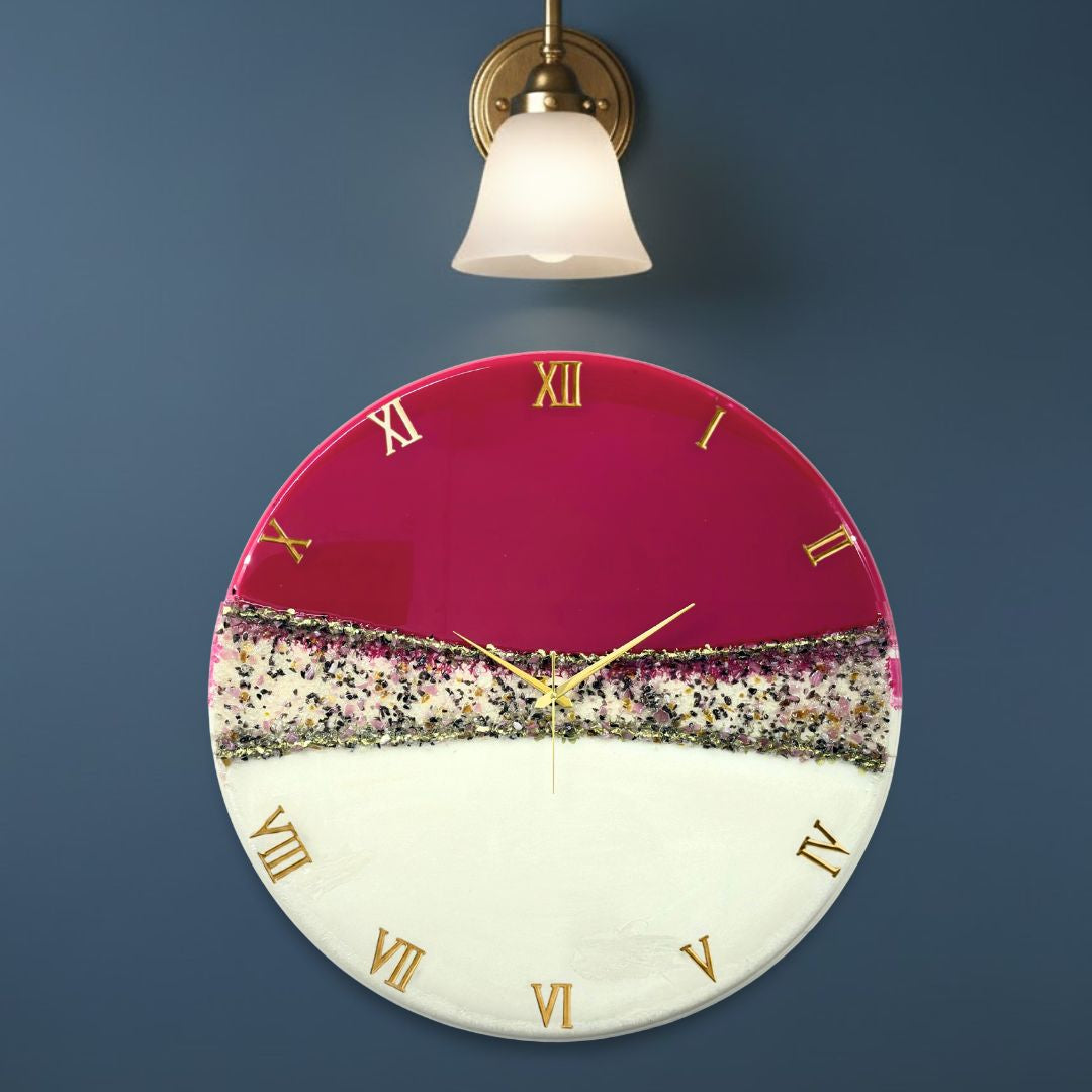 Pink Crown Silent Wall Clock 27 Inches