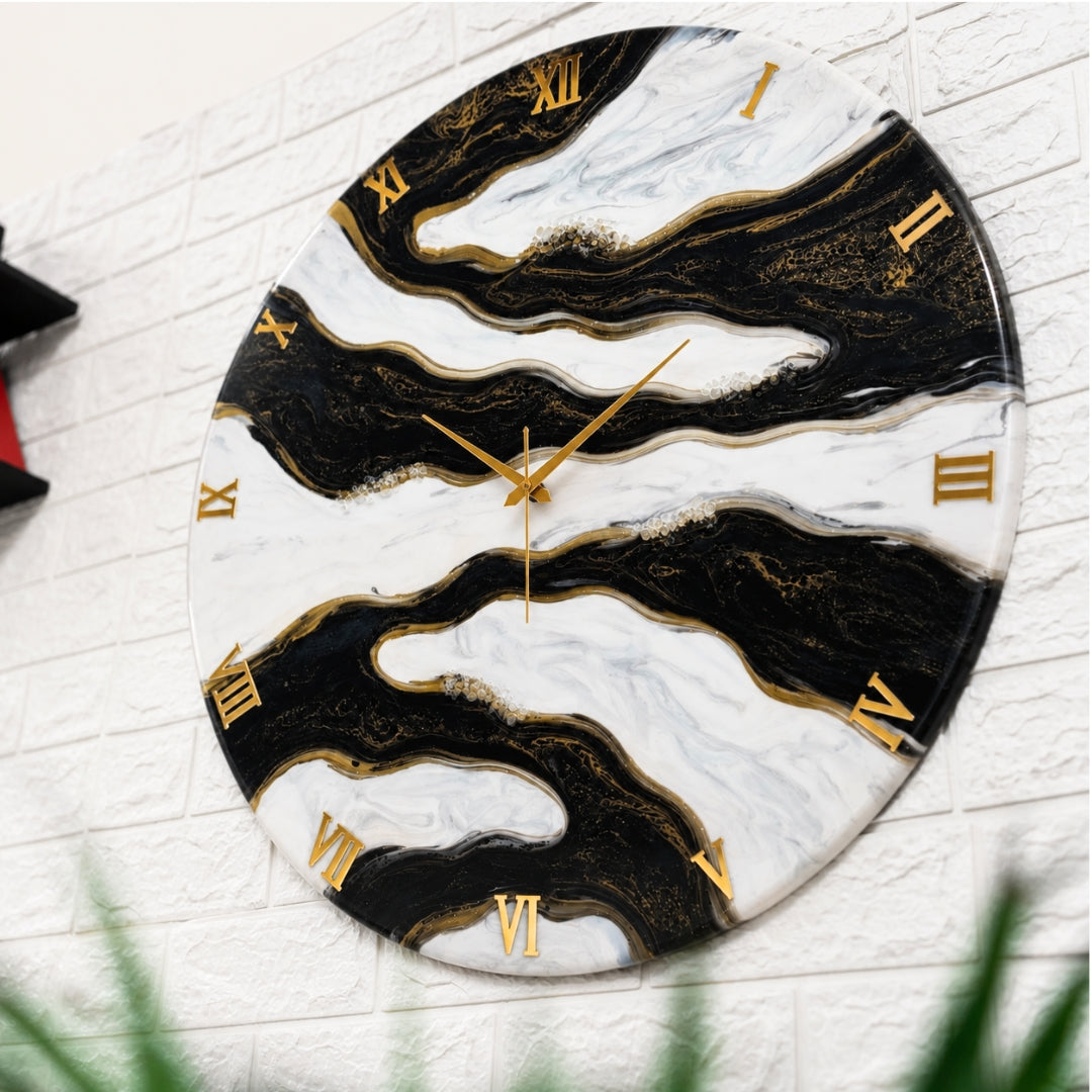 Black Falls Silent Wall Clock  27 Inches