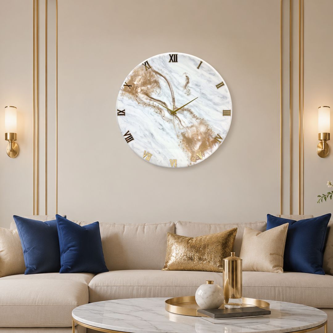 Beige Silent Clock 27 Inches