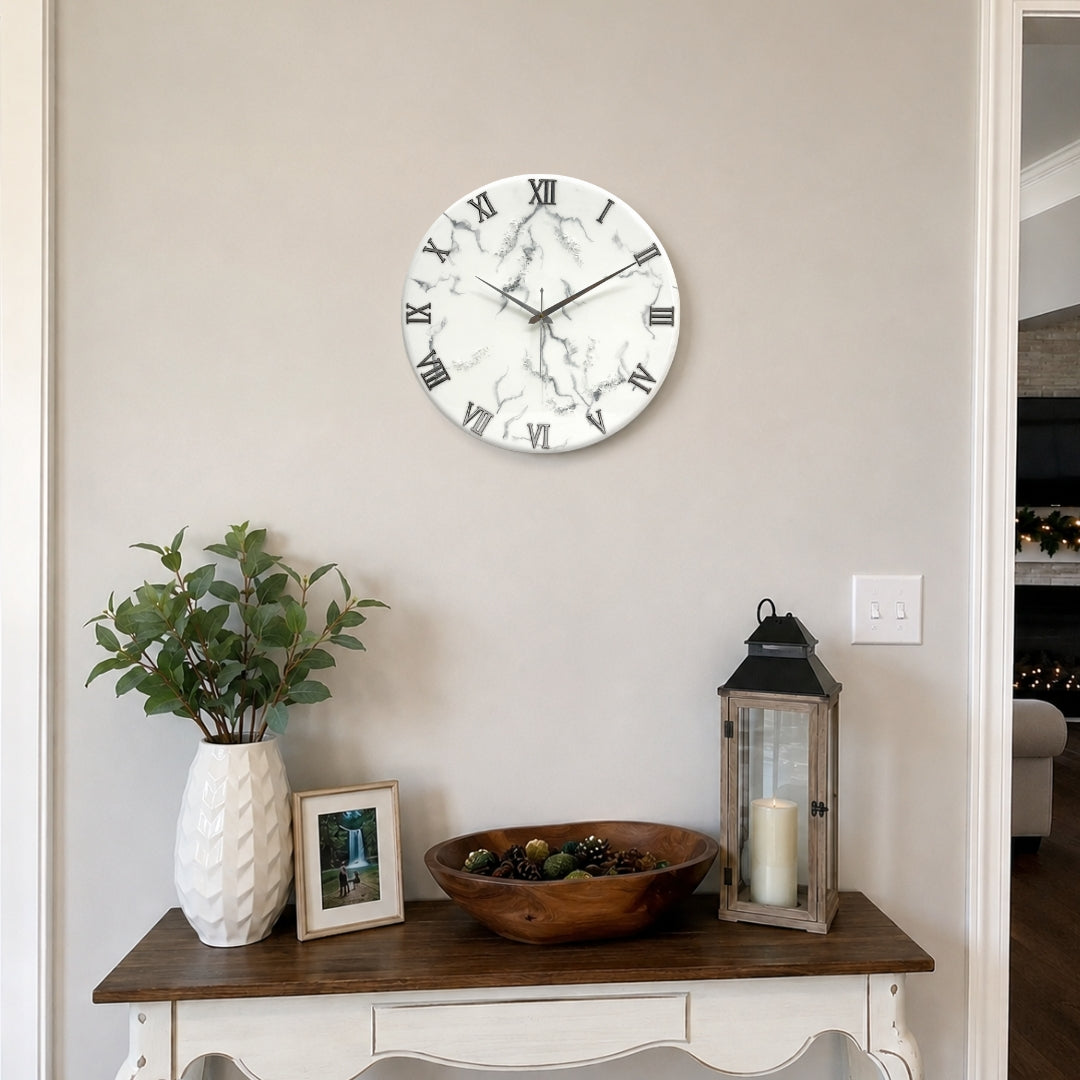 Silver Dust Handmade Resin Clock 17.5 Inches