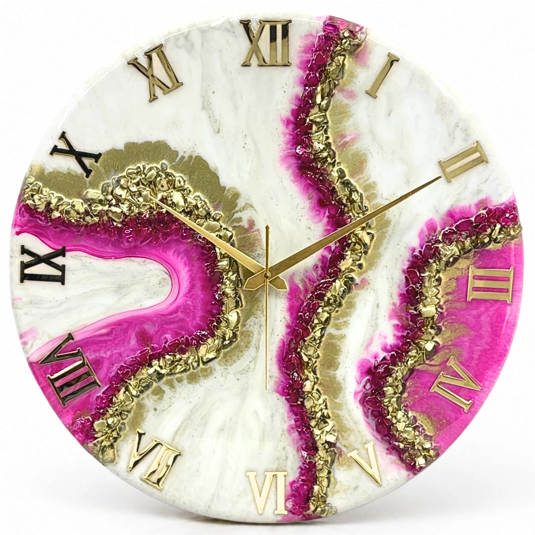 Pink Curves Clock 17.5 Inches