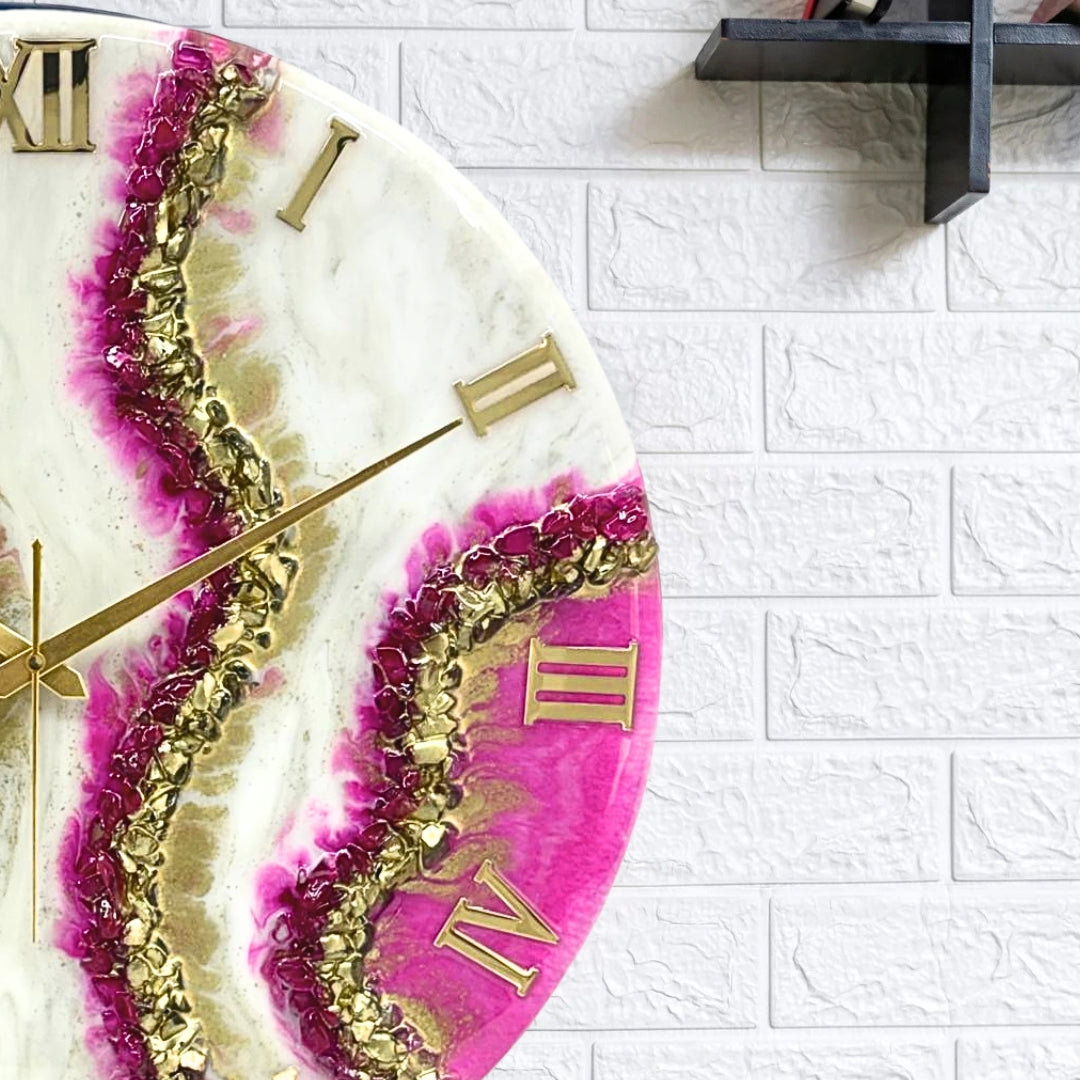 Pink Curves Clock 17.5 Inches