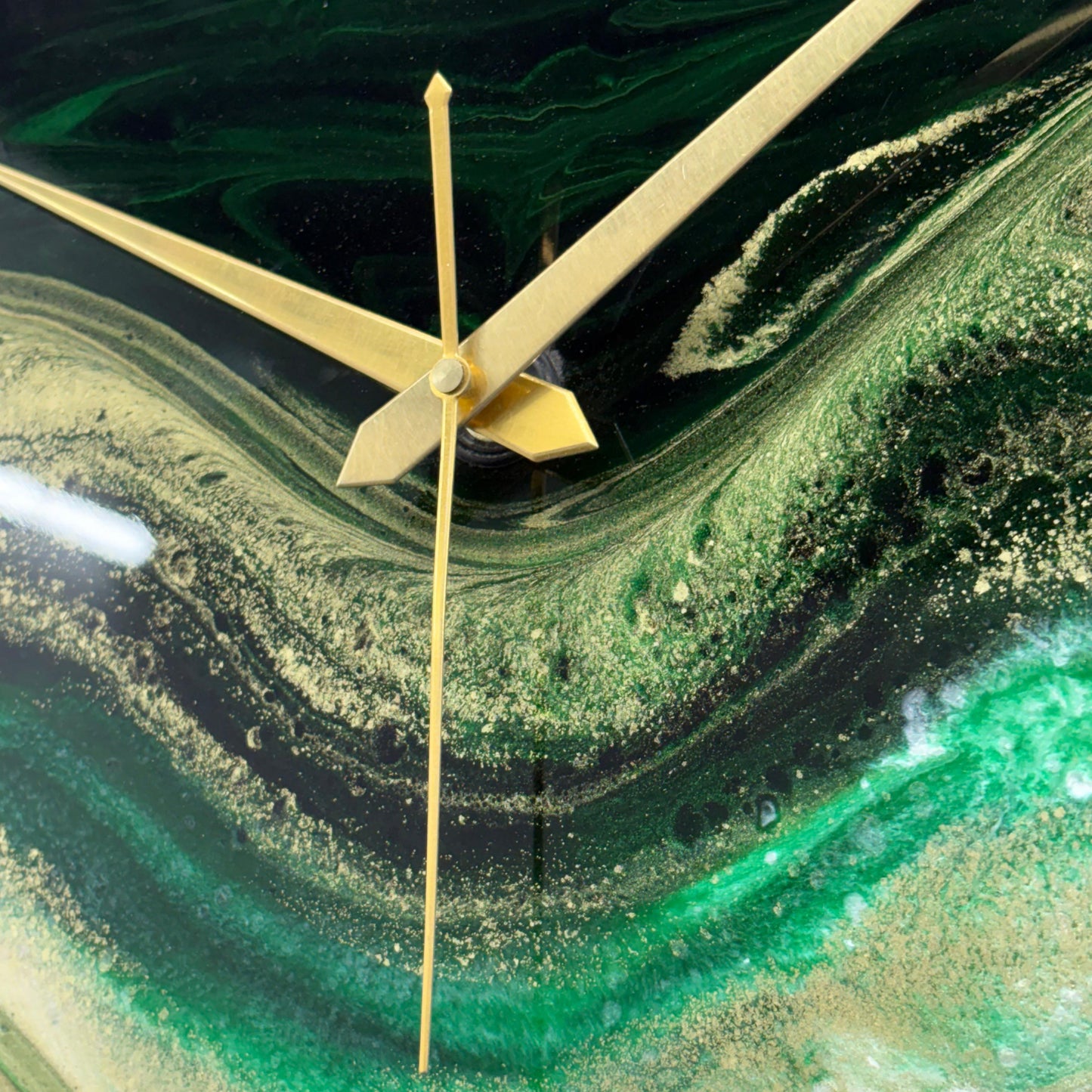 Royal Green Resin Clock 17.5 Inches
